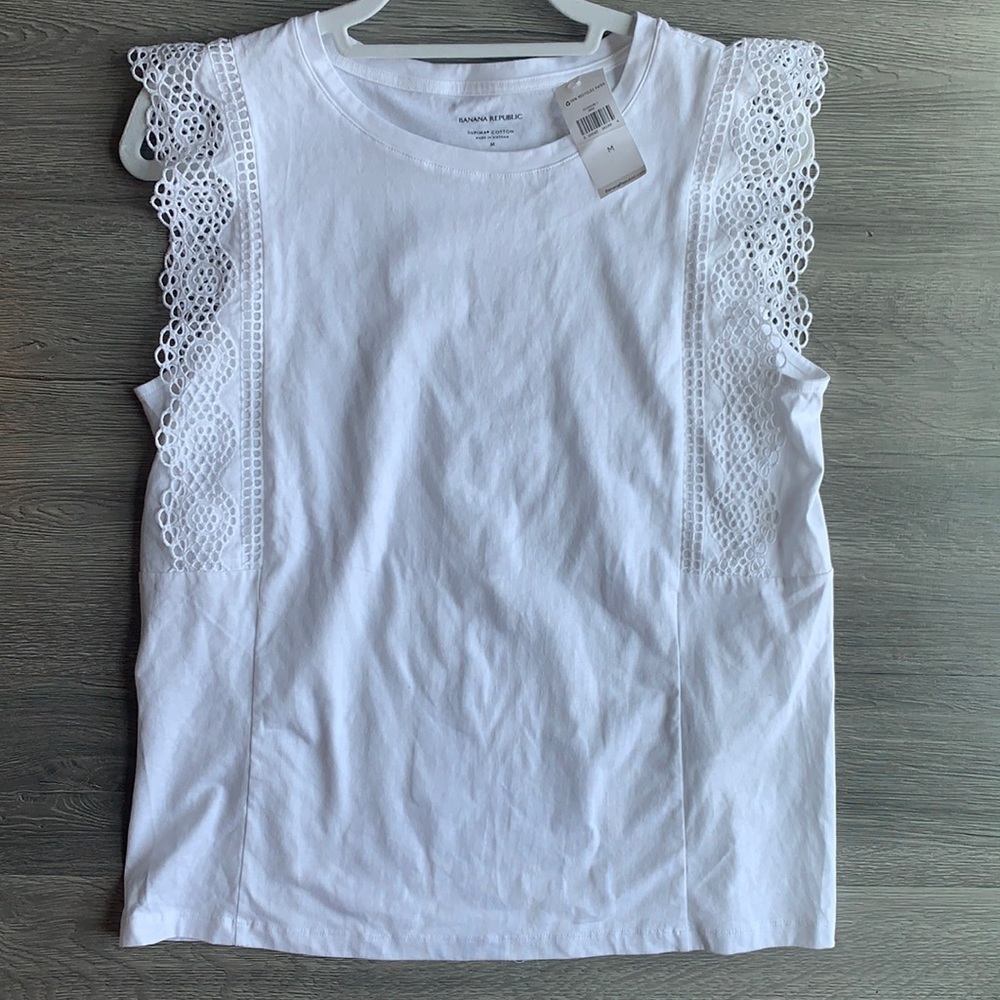 Banana Republic Supima Cotton Top w/ Eyelet Sleeve